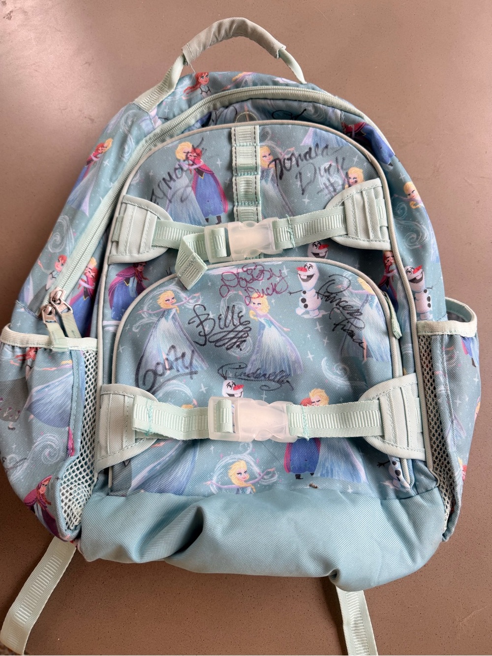 PB Kids Disney Signed Blue Character Print Backpack with Chest Straps